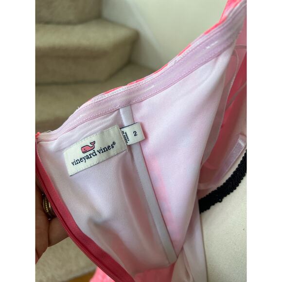 Vineyard Vines Neon Pink Silk Cane Print Halter Dress - Picture 7 of 8